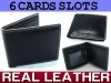 Genuine Just Leather Mens Wallet Card Holder 6 Card Slots