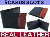 Genuine Just Leather Mens Wallet Card Holder 9 Card Slots