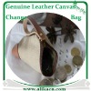 Genuine Leather Canvas Change Bag