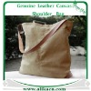 Genuine Leather Canvas Shoulder Bag