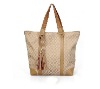 Genuine Leather Canvas Western Design Shoulder Bag