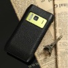 Genuine Leather Case Cover with Metal Carmera Protector for Nokia N8(black)