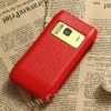 Genuine Leather Case Cover with Metal Carmera Protector for Nokia N8(red)