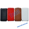 Genuine Leather Lichee Pattern Flip Closure Case Cover for iPhone 4