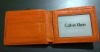 Genuine Leather Mens Bifold Orange Leather wallet