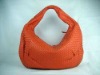 Genuine leather weave orange shoulder bags for ladies