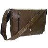 Genuine soft full grain cow leather cross body urban messenger bag