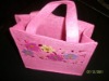 Gift Bag in Pink Felt with Cut Out flowers
