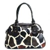 Giraffe Print Pleated Satchel Bag