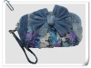 Girls Bow-tie denim Coin bags/floral print coin purse