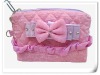 Girls Bow-tie two zipper Coin Purse/cotton girls bags