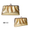 Gold Tone Magnetic  Closure Evening Bag for Ladies