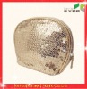 Gold polyester shell cosmetic bag