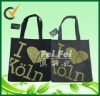 Gold printed nonwoven recycle shopping bags with handtag