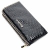 Gold zipper designer women's leather wallet