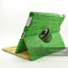 Green 360 Case for ipad2,Rotating Leather Magnetic Embossing Cute Cartoon Pouch for iPad 2,6 Colors,Customers logo,OEM welcome