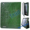 Green Crocodile Style Leather Case for iPad 2