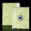 Green Embossed Flower Rotating Stand Case for iPad 2