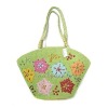 Green Embroidery Paper Straw Bag