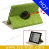 Green Flower 360 Degree Rotating Leather Case for iPad 2