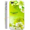 Green Flower Design Hard Skin Cover Shell With Rhinestone For iPhone 4 4S
