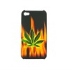 Green Leaf in fire Hard Case for iPhone 4,back hard shell for iphone 4