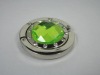 Green Rhinestone bag hanger Clear Crystal metal folding purse hook