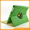 Green Rotate Leather Case with Stand for Apple iPad2, Embossed Cute Cartoon Faerie Pattern, Rotatable Folding Cover for iPad 2