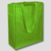 Green cotton shopper bags with long handles and a gusset