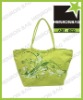 Green flower printed sequin beach bag