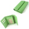 Green leather card holder for girl