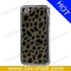 Grey Leopard Plush Rhinestone Electroplating Case for iPhone 4S