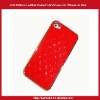 Grid Pattern Leather Coated Hard Case For iPhone 4 4S-Red