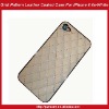 Grid Pattern Leather Coated Hard Case For iPhone 4 4S-White