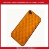 Grid Pattern Leather Coated Hard Case For iPhone 4 4S-Yellow