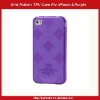 Grid Pattern TPU Case For iPhone 4-Purple