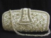 HANDMADE INDIVIDUALLY BEADED QUARTZ GEMSTONE PURSE HANDBAG PARTY CLUTCH  CRYSTAL