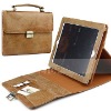 HOT SELLING!!Genuine leather case for iPad 2 case with shiny metal buckle, top layer cow leather material (OEM)