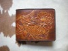 Hand Tooling Cowhide Leather Wallet in Zen style