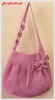Handmade Bag/Handbag : Hobo Style : Cotton : Pastel Pink with Leelawadee flower