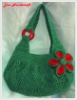 Handmade Bag/Handbag : Hobo Style : Nylon : Green with Red Leelawadee flower