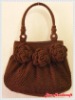 Handmade Bag : Hobo Style : Cotton : Brown with 3 Roses flower