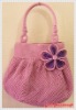 Handmade Bag : Hobo Style : Cotton : Pastel Pink with Violet Leelawadee flower