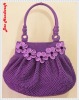 Handmade Bag : Hobo Style : Cotton : Violet with Forget me not flower