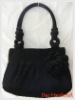 Handmade Bag : Hobo Style : Nylon : Black with Rose flower