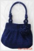 Handmade Bag : Hobo Style : Nylon : Navy with Rose flower