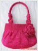 Handmade Bag : Hobo Style : Nylon : Shocking Pink with Rose flower