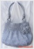 Handmade Bag : Hobo Style : Nylon : Silver with Rose flower