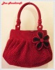 Handmade Bag : Hobo Style : Wool : Maroon with Black Leelawadee flower