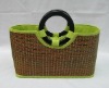 Handmade bamboo handbag with Fabric inside